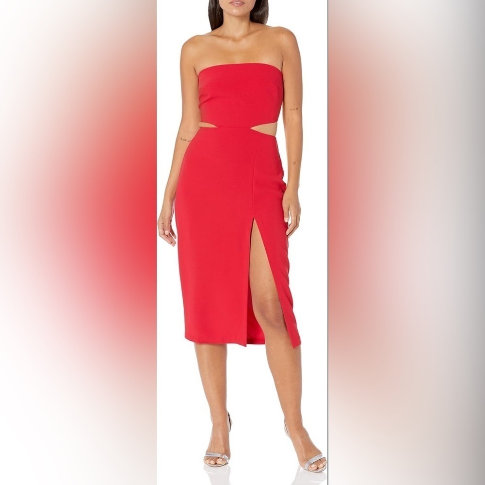 AMANDA UPRICHARD Kloss Side Cutout Midi Dress Red Revolve Size Large